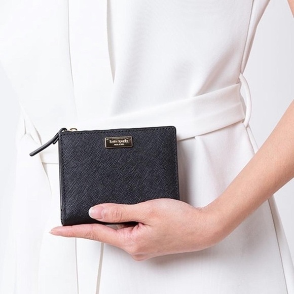 kate spade Handbags - Kate Spade Neda Black Saffiano Leather Zip Around Mini Wallet